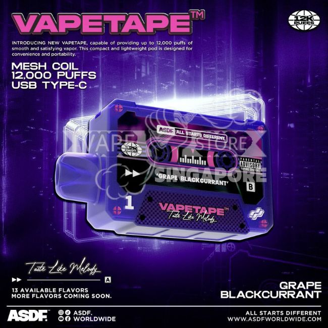 vapetape-12000-puff-grape-blackcurrant-singapore-vape-store