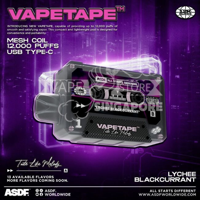 vapetape-12000-puff-lychee-blackcurrant-singapore-vape-store